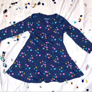 Long sleeve blue dress with hearts super soft